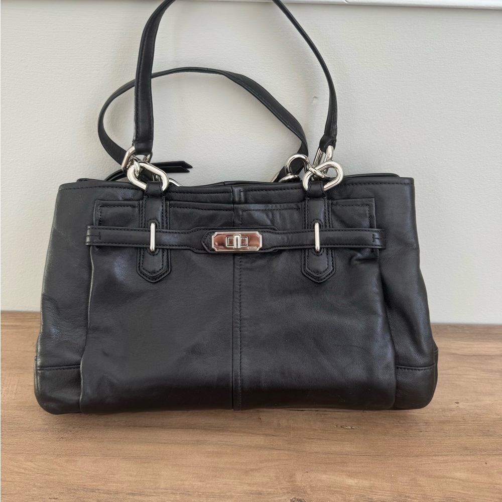 Elegant Black Leather COACH Handbag